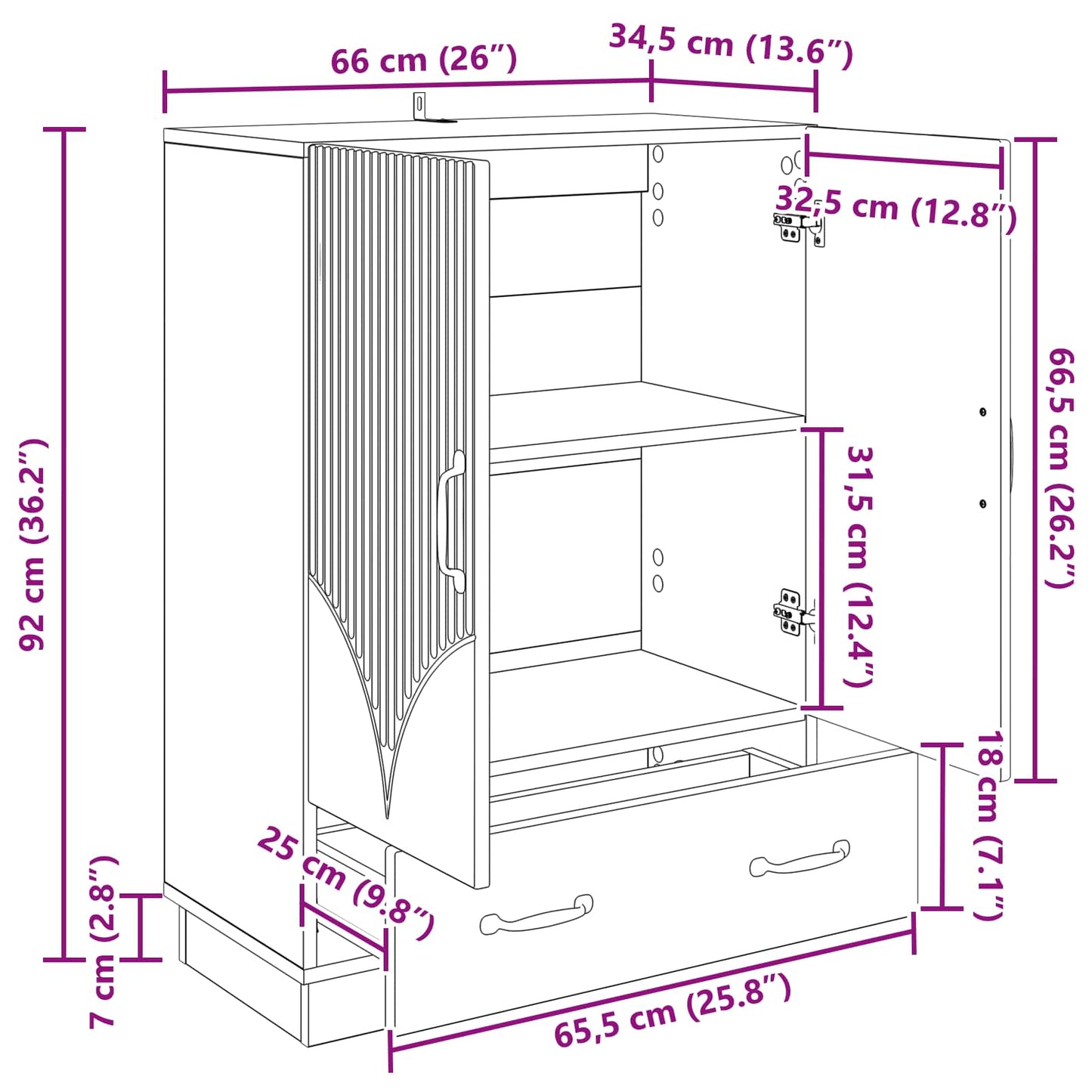vidaXL Πλαϊνό γραφείο με συρτάρι Sonoma Δρυς 66 x 34,5 x 92 εκ.