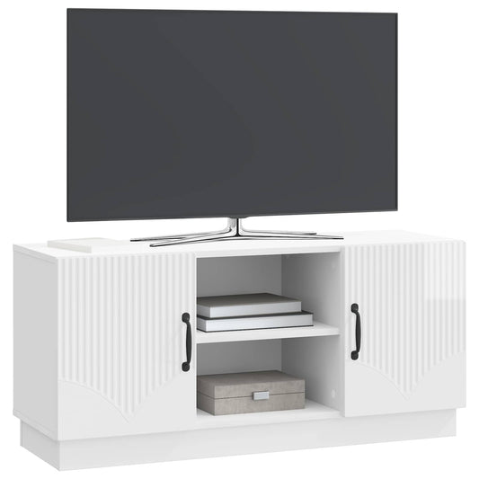 vidaXL Ντουλάπι TV Γυαλιστερό Λευκό 102 x 34,5 x 47 εκ