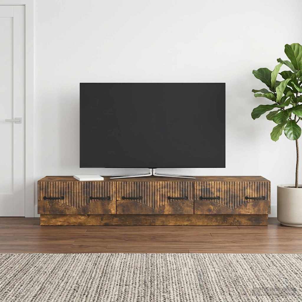 vidaXL Ντουλάπι TV με συρτάρι Καπνισμένο Ξύλο Δρυός 147 x 34,5 x 27 εκ