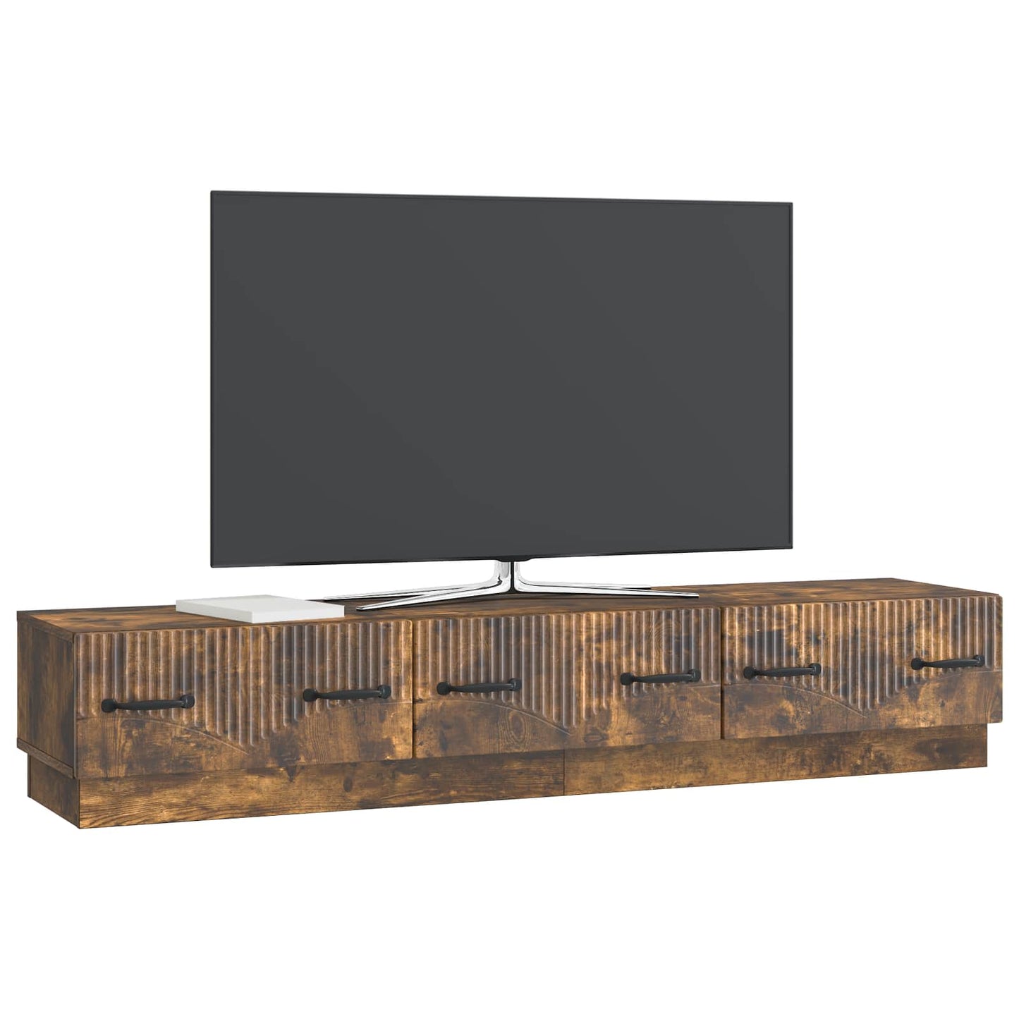 vidaXL Ντουλάπι TV με συρτάρι Καπνισμένο Ξύλο Δρυός 147 x 34,5 x 27 εκ