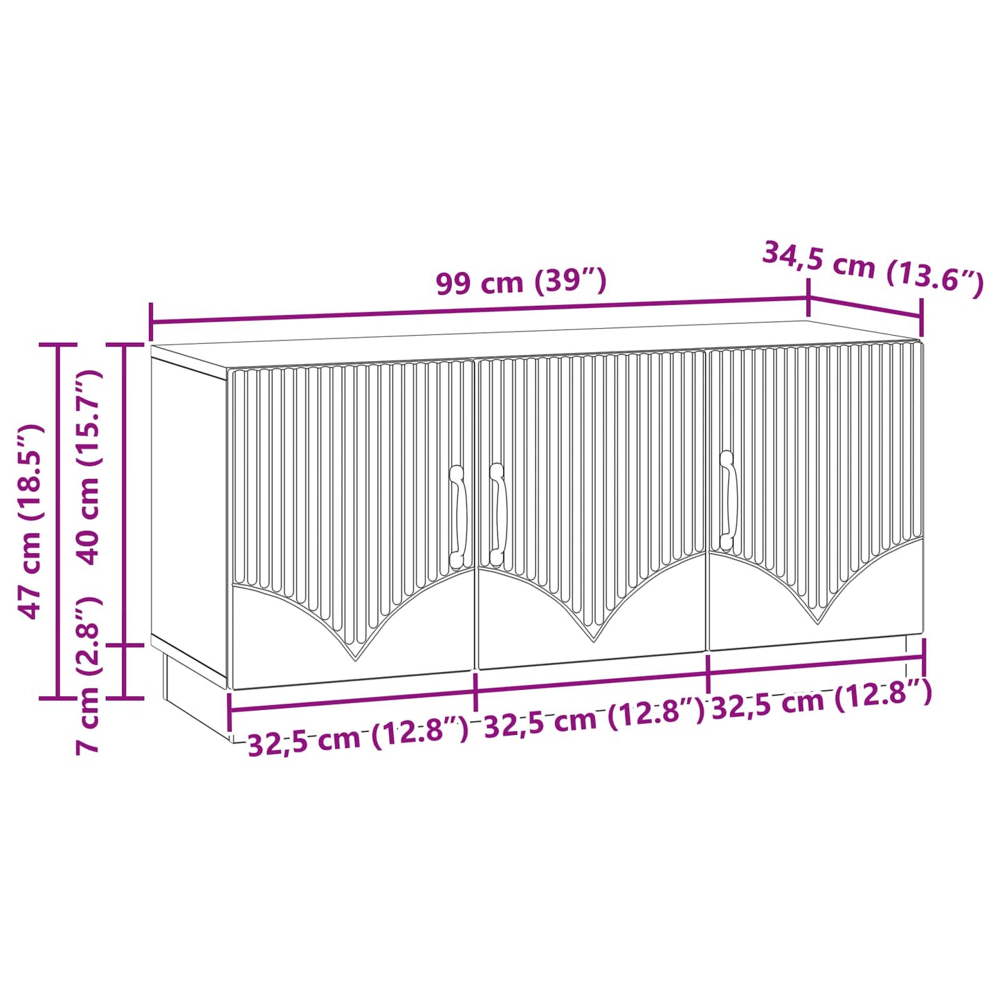 vidaXL Ντουλάπι TV Λευκό 99 x 34,5 x 47 εκ Επεξεργασμένο Ξύλο