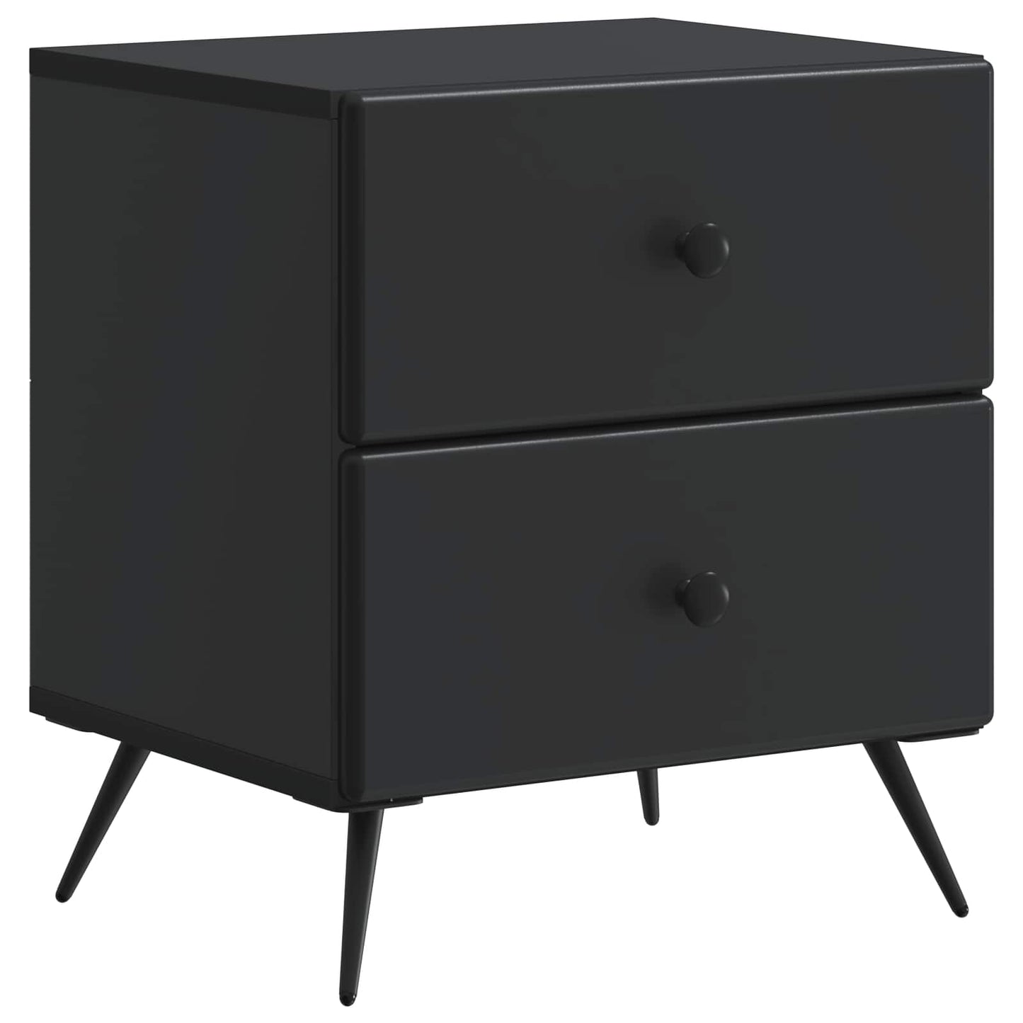 vidaXL Κομοδίνο 2 τμχ. Μαύρο 43 x 34,5 x 47,5 εκ Επεξεργασμένο Ξύλο