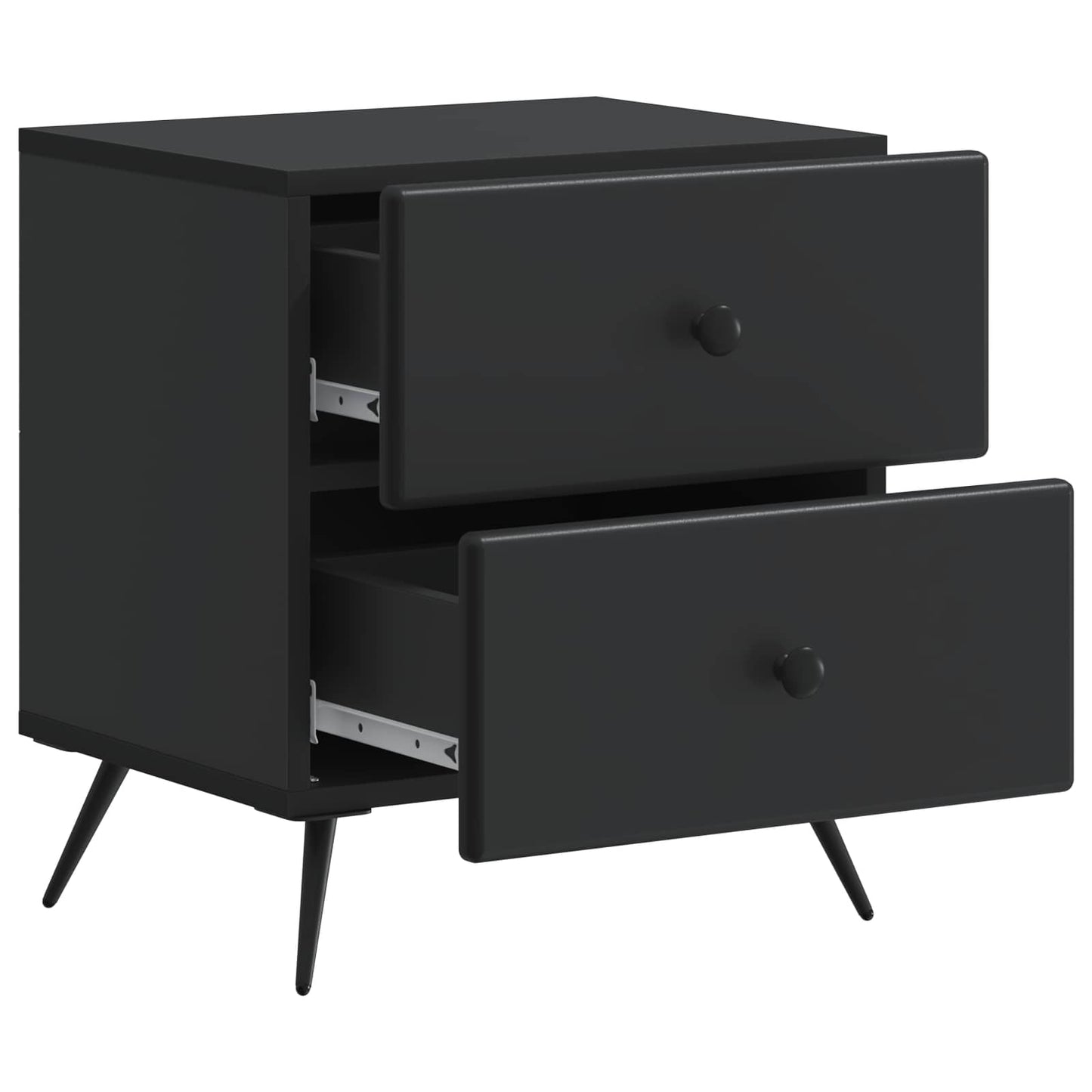 vidaXL Κομοδίνο 2 τμχ. Μαύρο 43 x 34,5 x 47,5 εκ Επεξεργασμένο Ξύλο