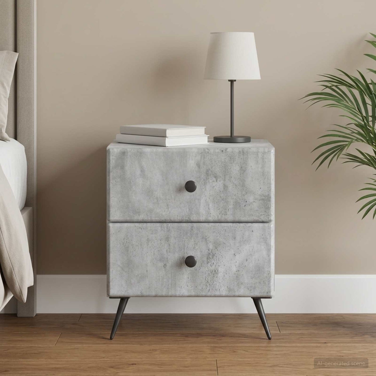 vidaXL Κομοδίνο με συρτάρι Γκρι Σκυροδέματος 43 x 34,5 x 47,5 εκ