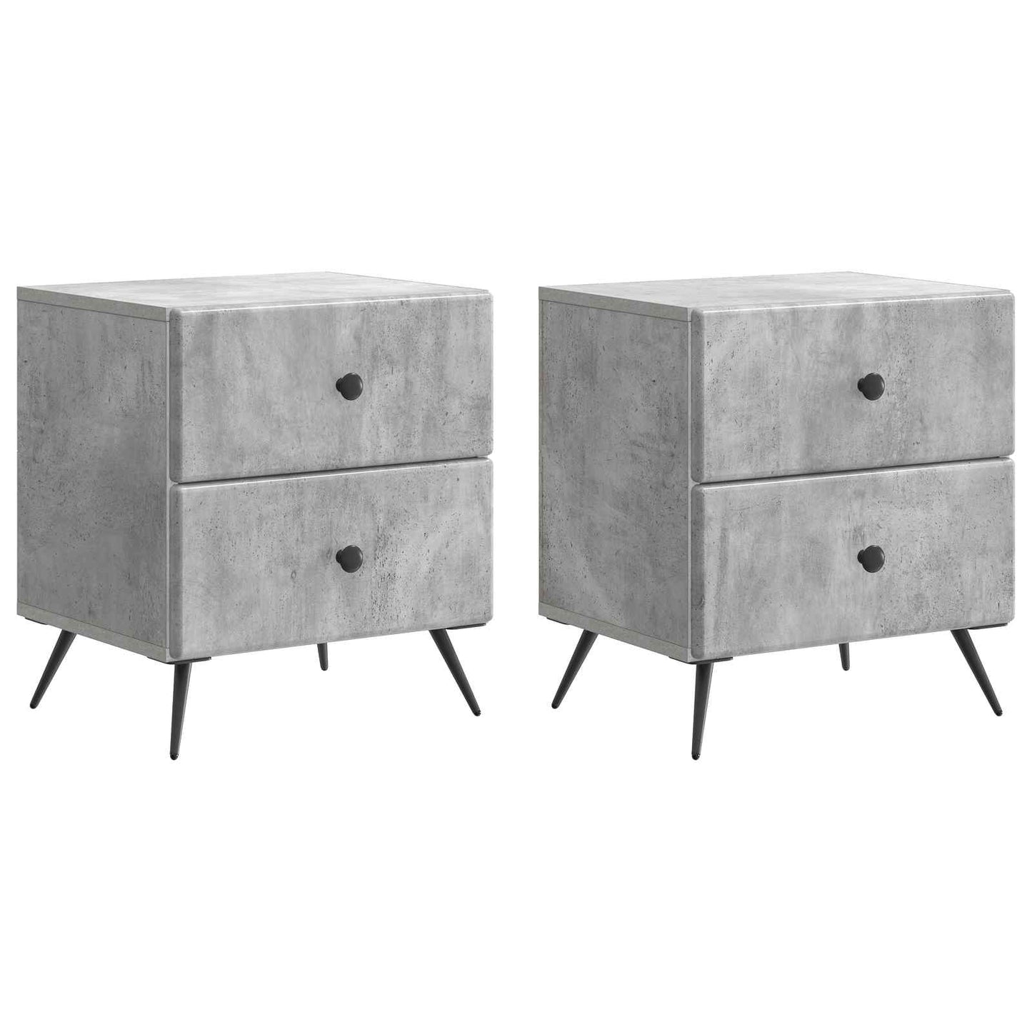 vidaXL Κομοδίνο 2 τμχ. Γκρι Σκυροδέματος 43 x 34,5 x 47,5 εκ