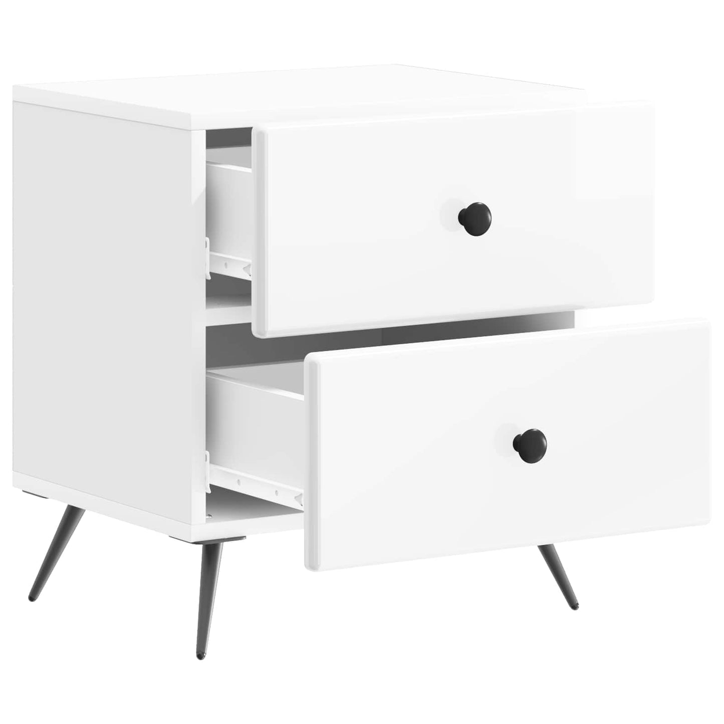 vidaXL Κομοδίνο με συρτάρι Γυαλιστερό Λευκό 43 x 34,5 x 47,5 εκ