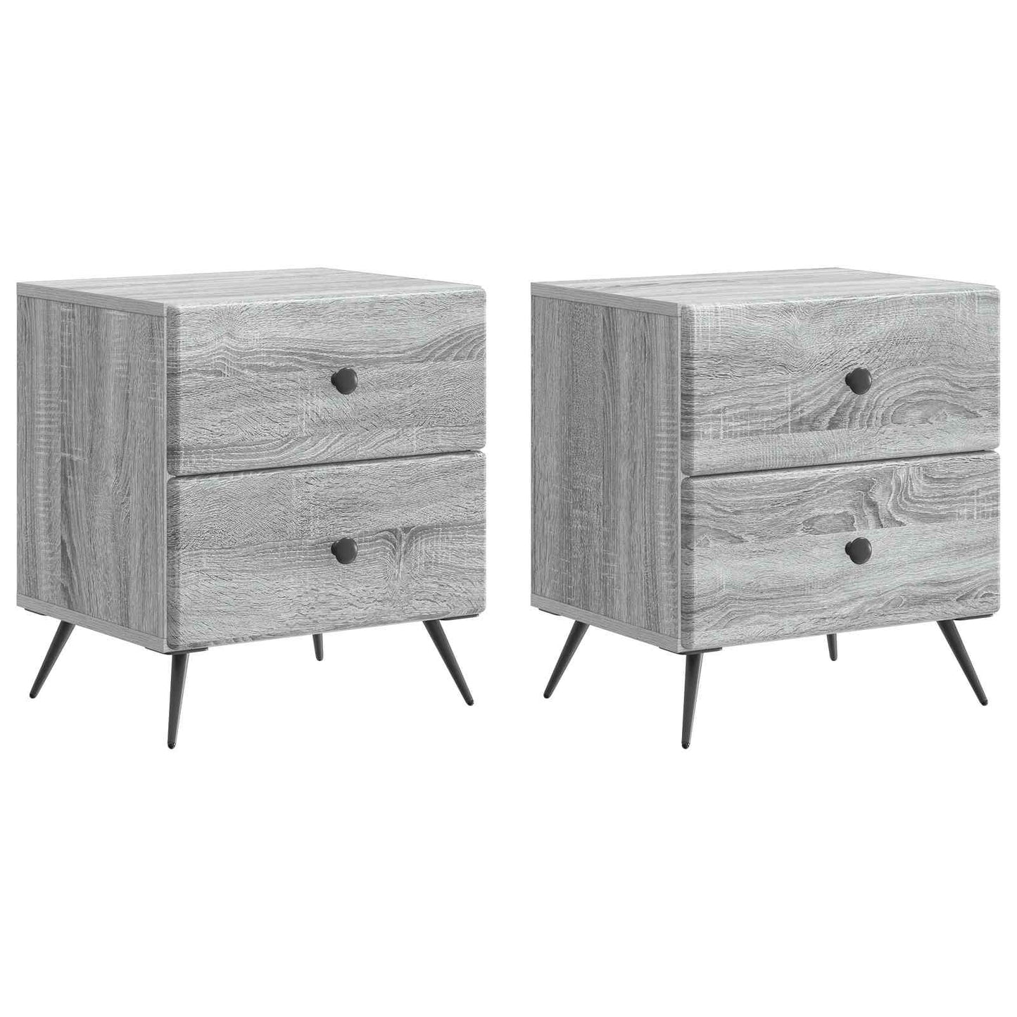 vidaXL Κομοδίνο 2 τμχ. Γκρι Sonoma 43 x 34,5 x 47,5 εκ