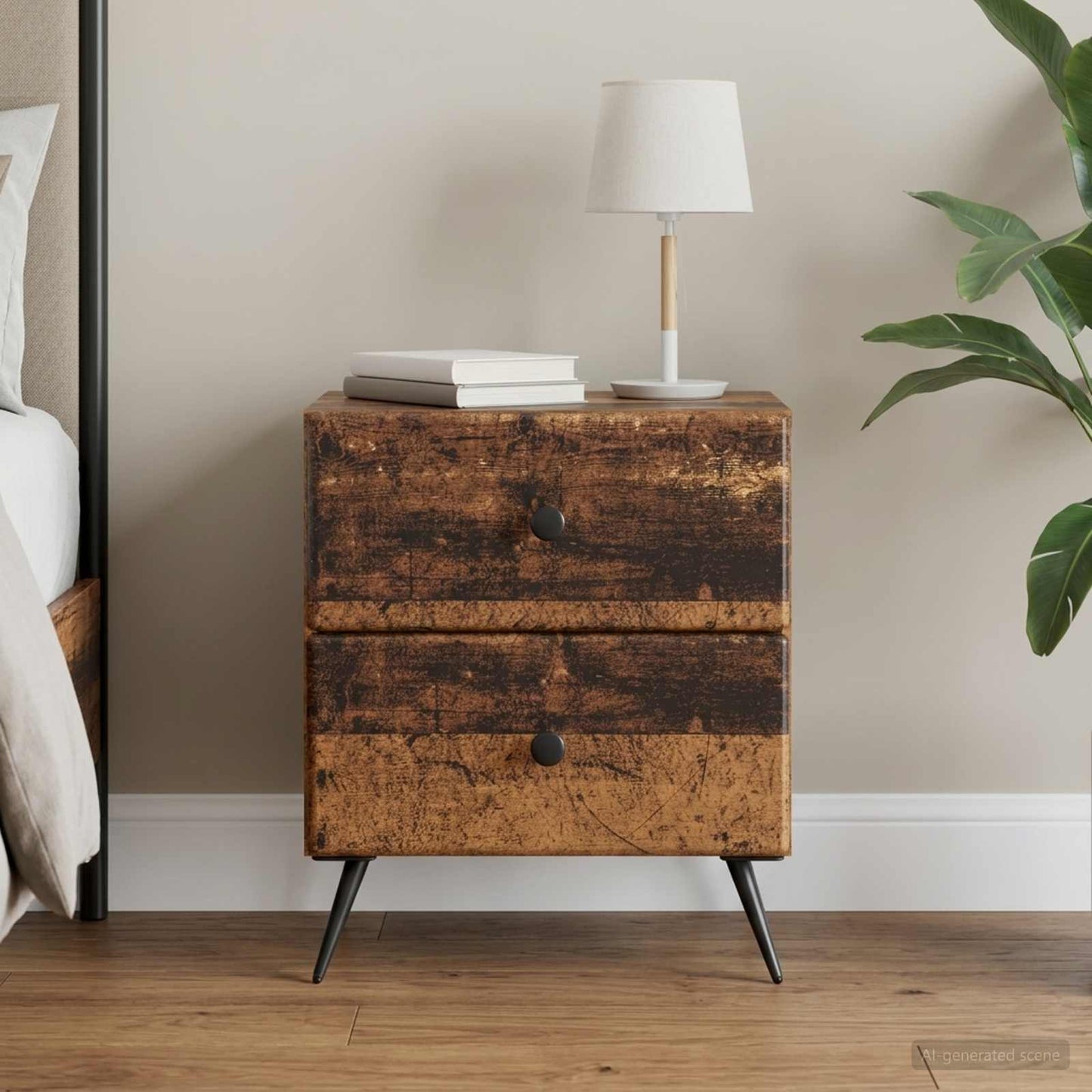 vidaXL Κομοδίνο Παλαιωμένο ξύλο 43 x 34,5 x 47,5 εκ Επεξεργασμένο Ξύλο