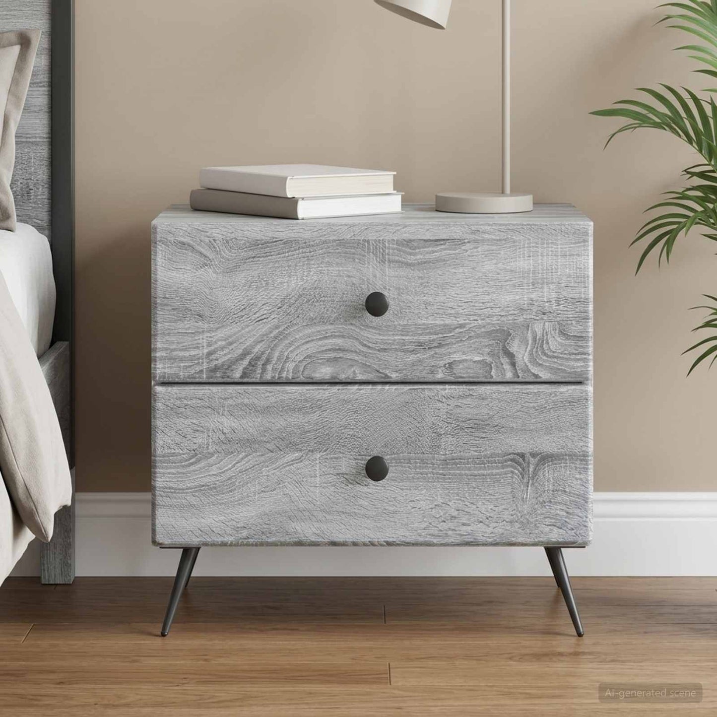 vidaXL Κομοδίνο Γκρι Sonoma 62 x 34,5 x 47,5 εκ Επεξεργασμένο Ξύλο