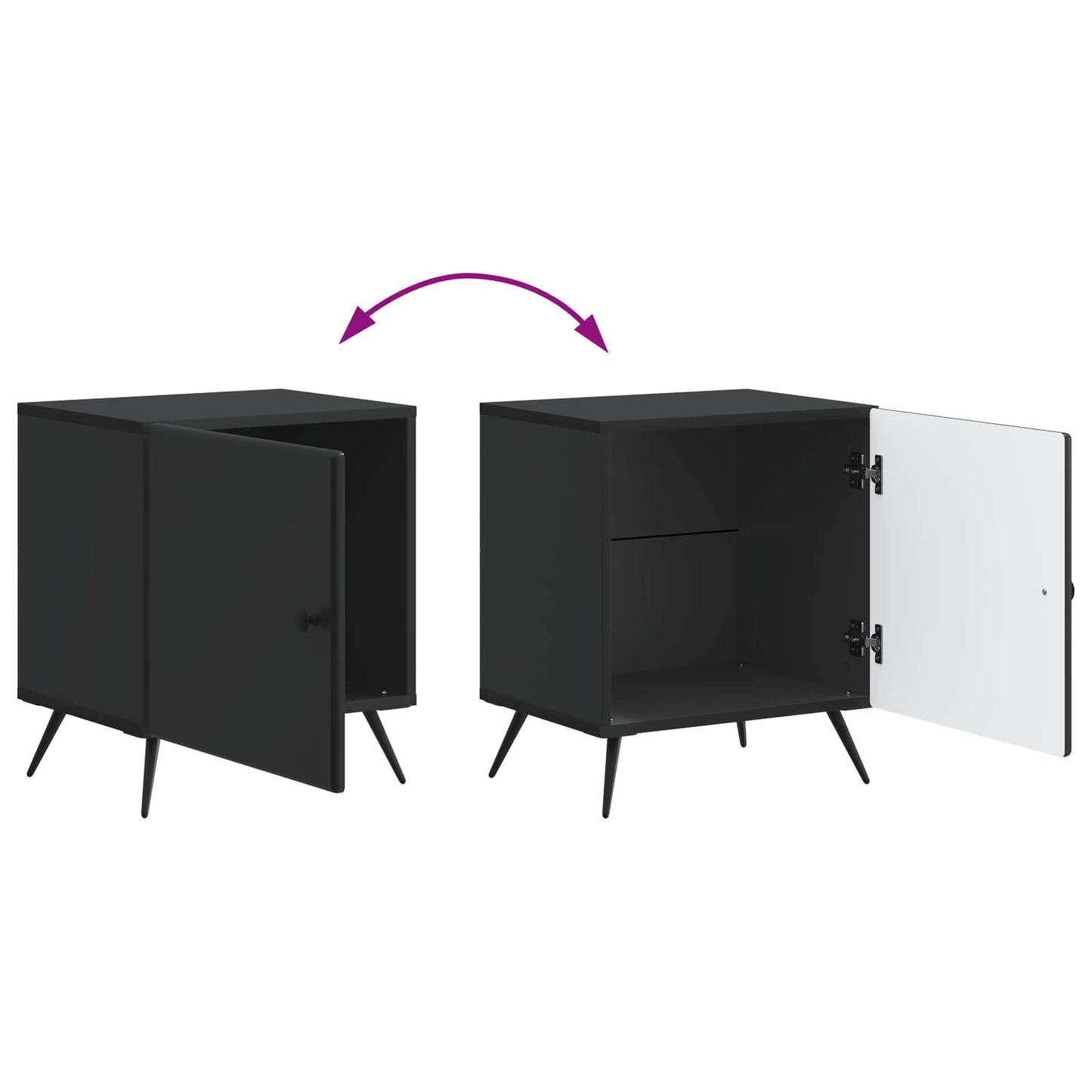 vidaXL Κομοδίνο Μαύρο 43 x 34,5 x 50 εκ Επεξεργασμένο Ξύλο