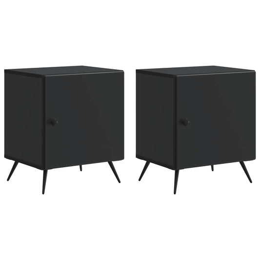 vidaXL Κομοδίνο 2 τμχ. Μαύρο 43 x 34,5 x 50 εκ Επεξεργασμένο Ξύλο
