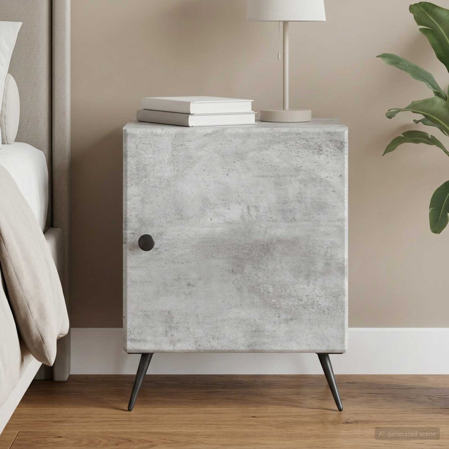 vidaXL Κομοδίνο Γκρι Σκυροδέματος 43 x 34,5 x 50 εκ Επεξεργασμένο Ξύλο