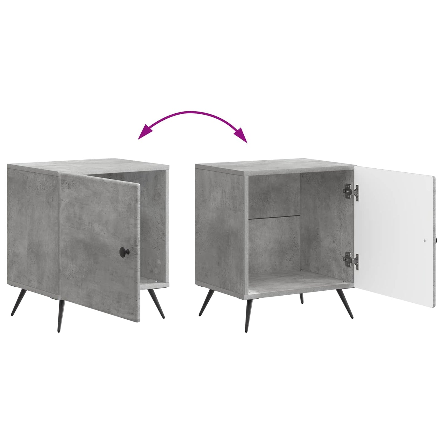 vidaXL Κομοδίνο Γκρι Σκυροδέματος 43 x 34,5 x 50 εκ Επεξεργασμένο Ξύλο