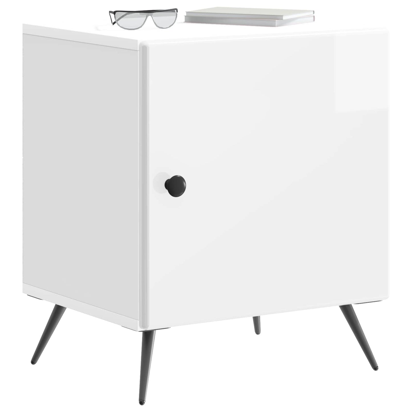 vidaXL Κομοδίνο 2 τμχ. Γυαλιστερό Λευκό 43 x 34,5 x 50 εκ