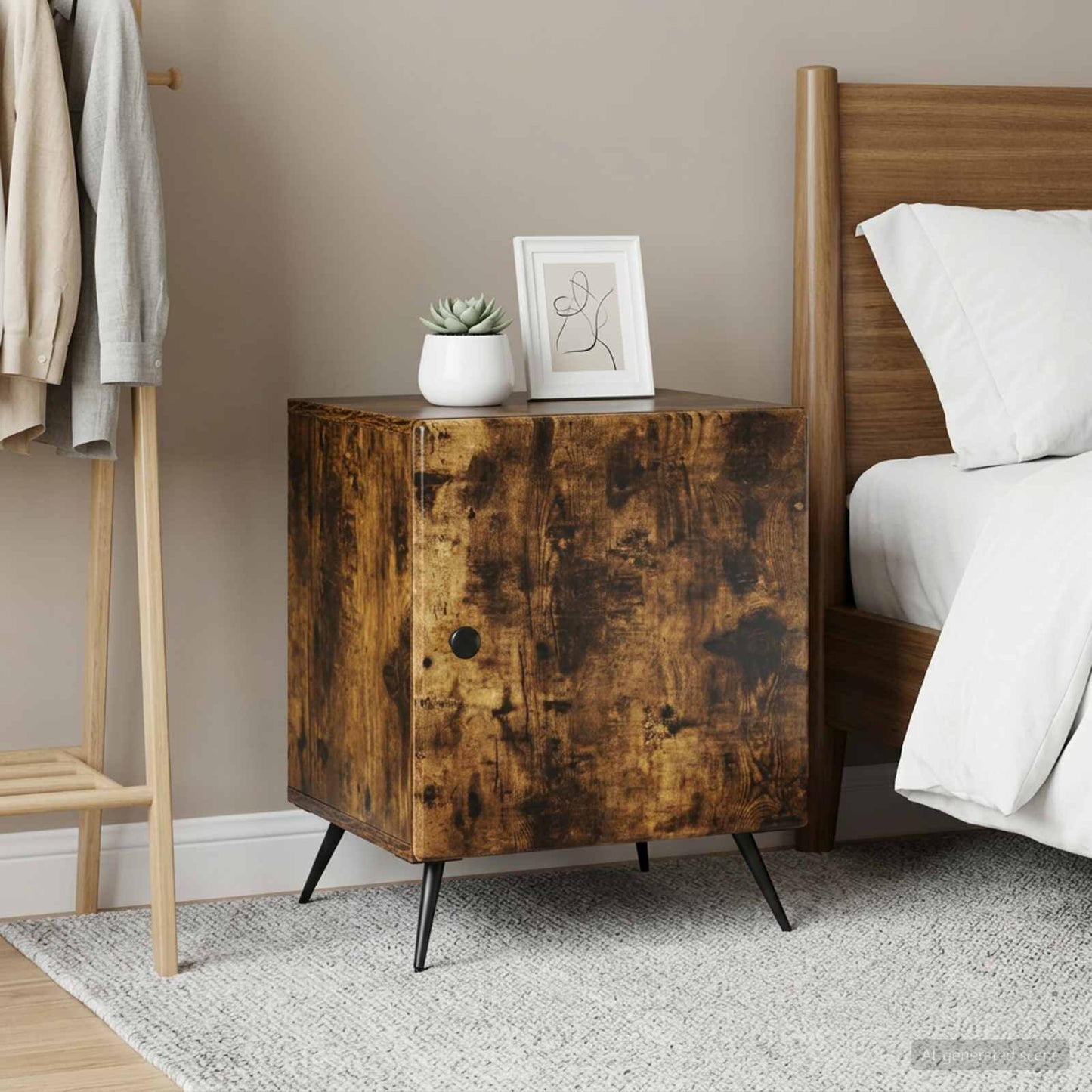 vidaXL Κομοδίνο 2 τμχ. Καπνισμένο Ξύλο Δρυός 43 x 34,5 x 50 εκ