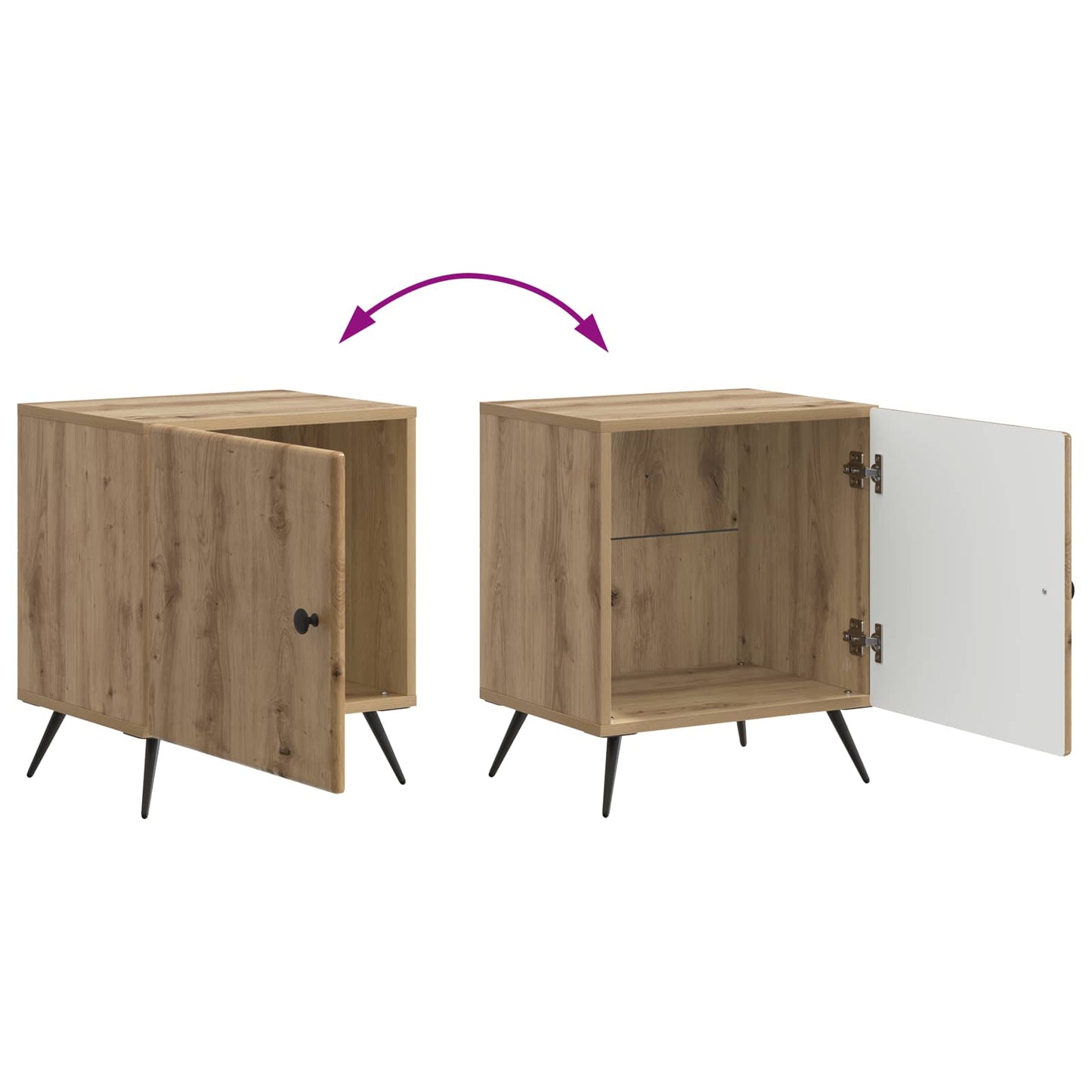 vidaXL Κομοδίνο Artisan Δρυς 43 x 34,5 x 50 εκ Επεξεργασμένο Ξύλο