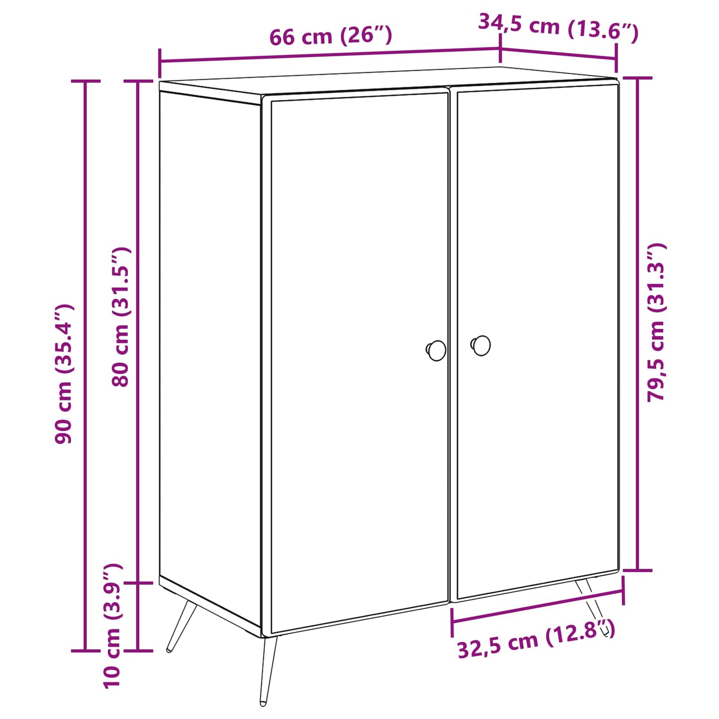 vidaXL Πλαϊνό γραφείο Γκρι Σκυροδέματος 66 x 34,5 x 90 εκ