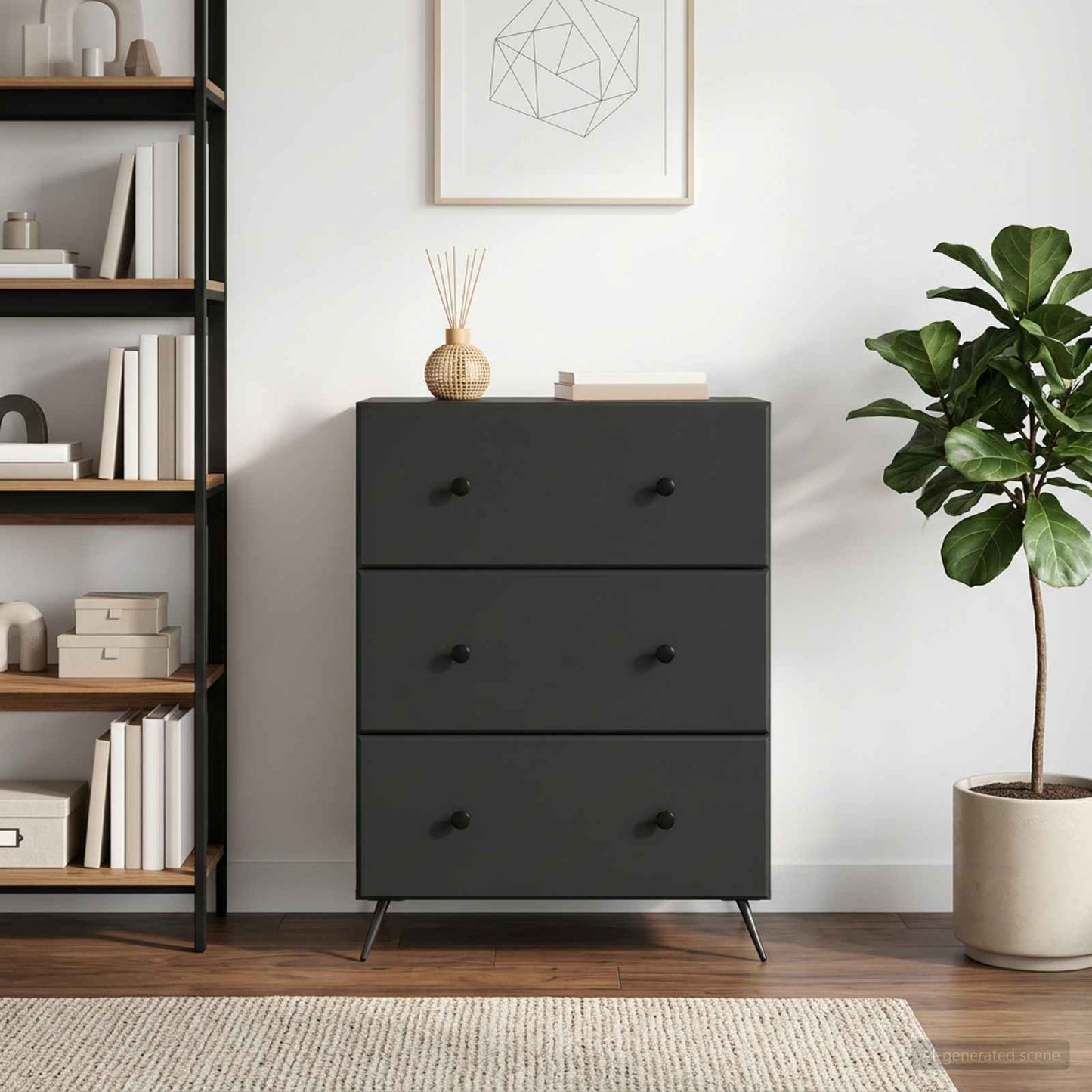 vidaXL Ντουλάπι με Συρτάρια 66 x 34,5 x 90 εκ Επεξεργασμένο Ξύλο Μαύρο