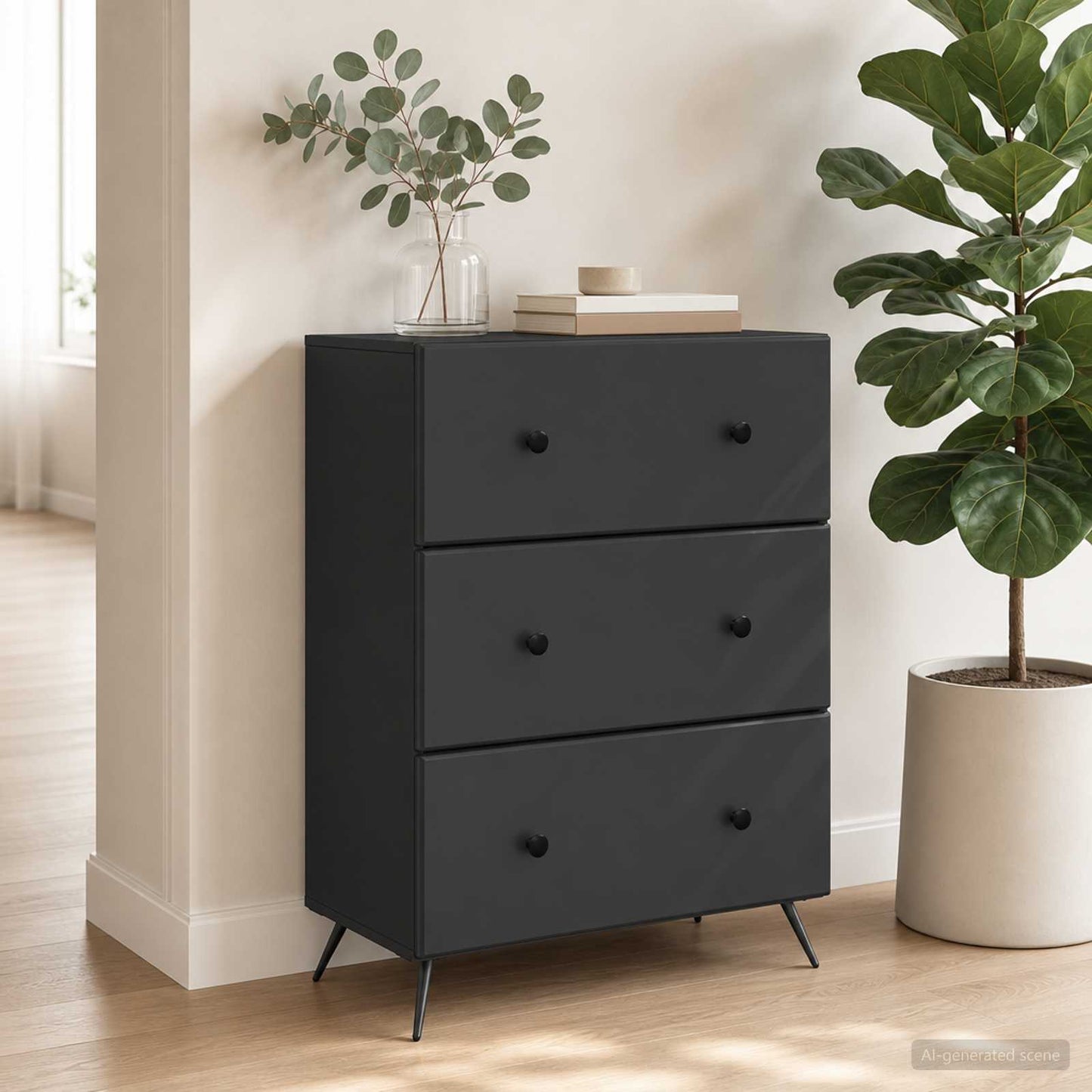 vidaXL Ντουλάπι με Συρτάρια 66 x 34,5 x 90 εκ Επεξεργασμένο Ξύλο Μαύρο