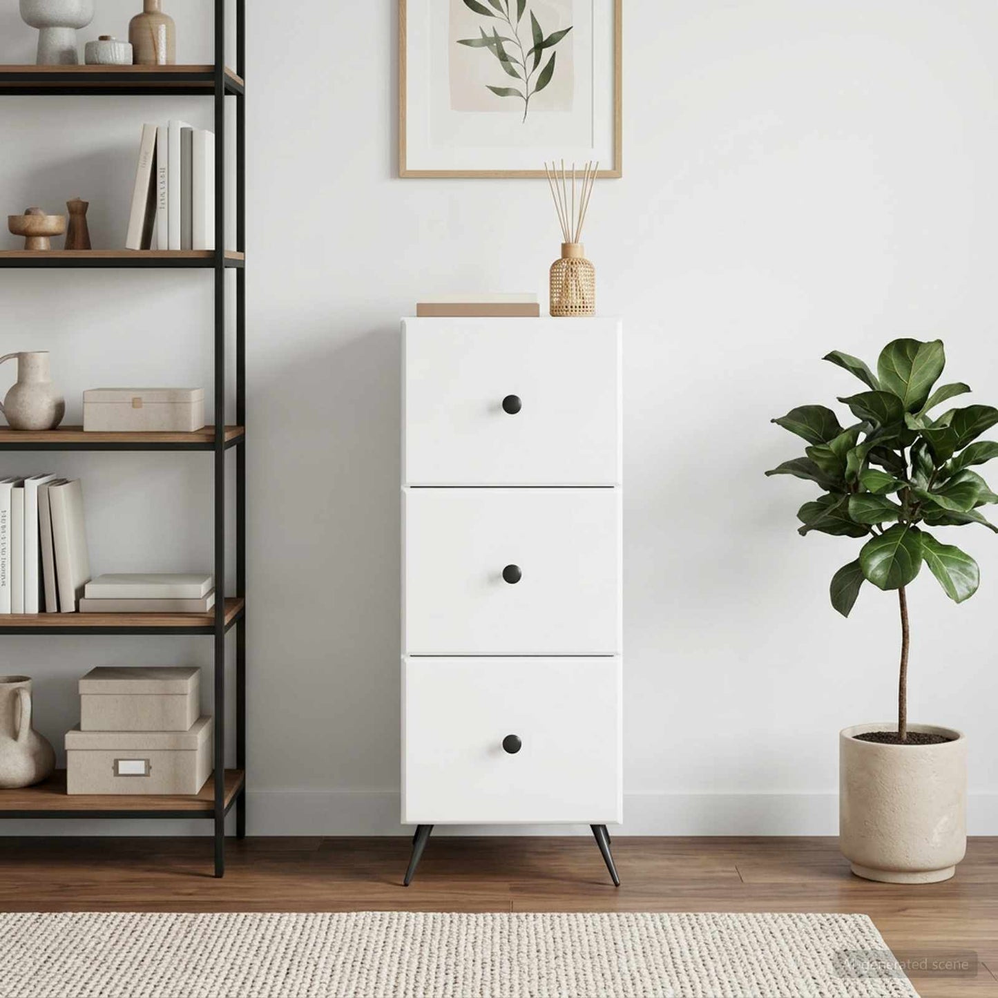 vidaXL Ντουλάπι με Συρτάρια Λευκό 33 x 34,5 x 90 εκ Επεξεργασμένο Ξύλο