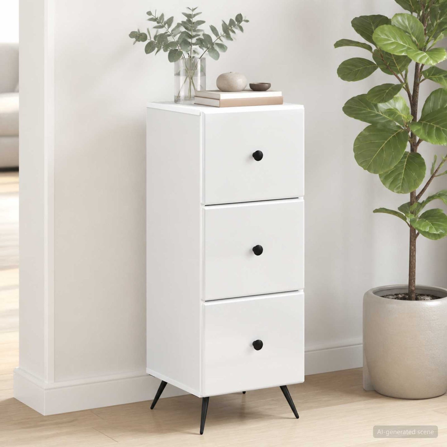 vidaXL Ντουλάπι με Συρτάρια Λευκό 33 x 34,5 x 90 εκ Επεξεργασμένο Ξύλο