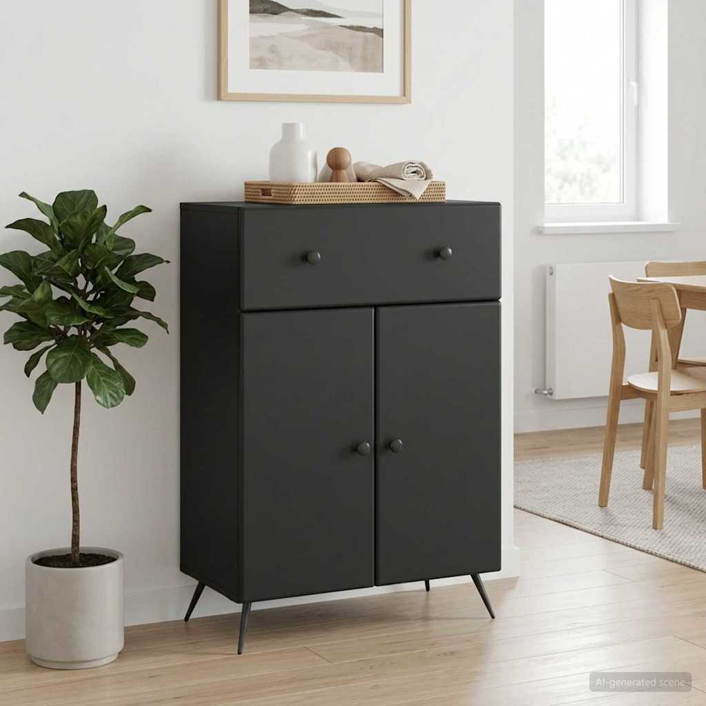 vidaXL Πλαϊνό γραφείο Μαύρο 66 x 34,5 x 90 εκ Επεξεργασμένο Ξύλο