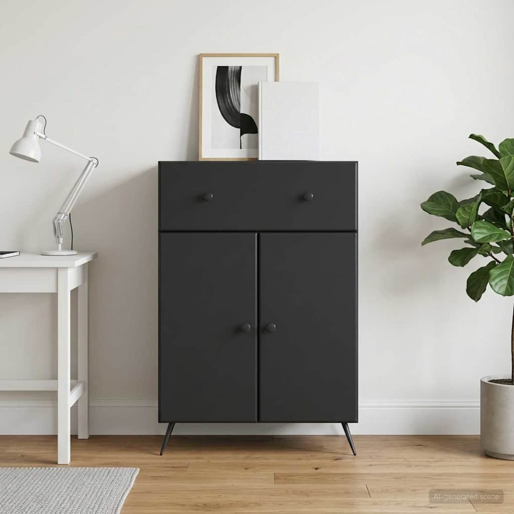 vidaXL Πλαϊνό γραφείο Μαύρο 66 x 34,5 x 90 εκ Επεξεργασμένο Ξύλο