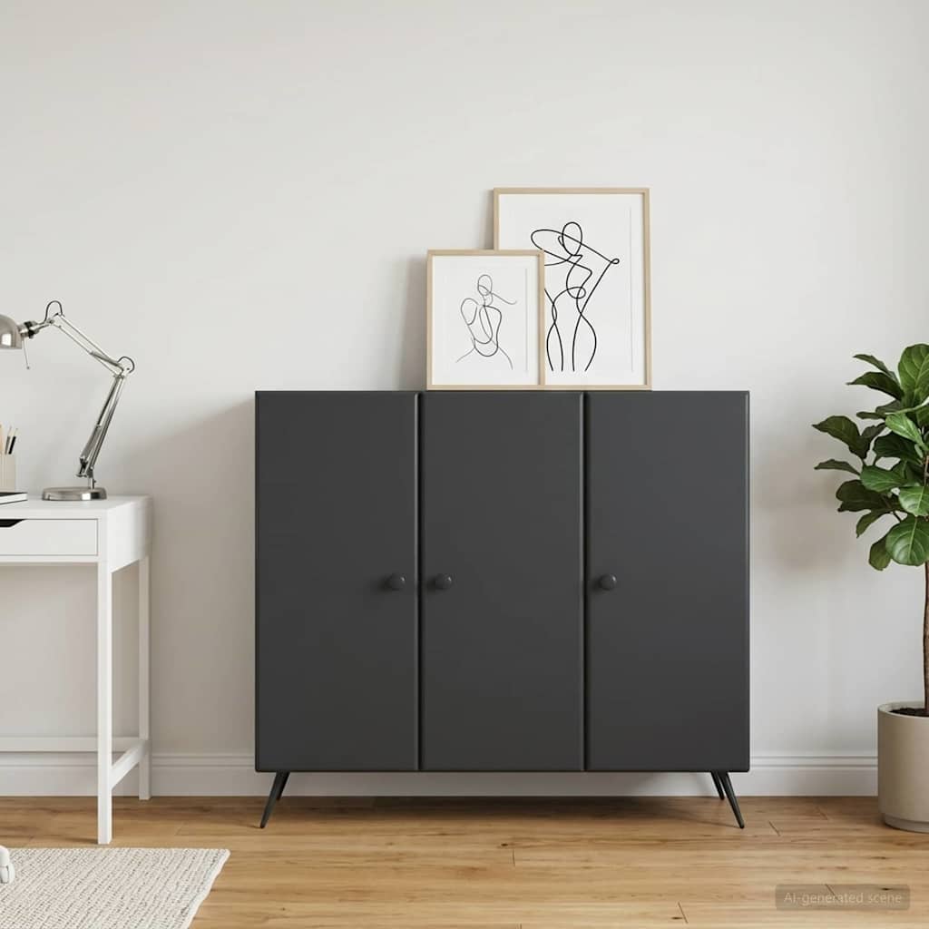 vidaXL Πλαϊνό γραφείο Μαύρο 89 x 34,5 x 80 εκ Επεξεργασμένο Ξύλο