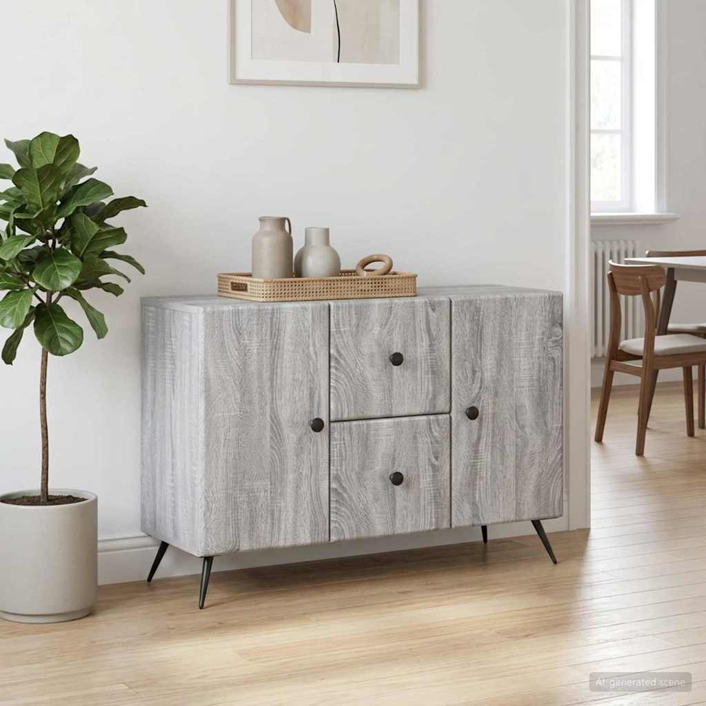 vidaXL Πλαϊνό γραφείο με συρτάρι Γκρι Sonoma 89 x 34,5 x 60 εκ.