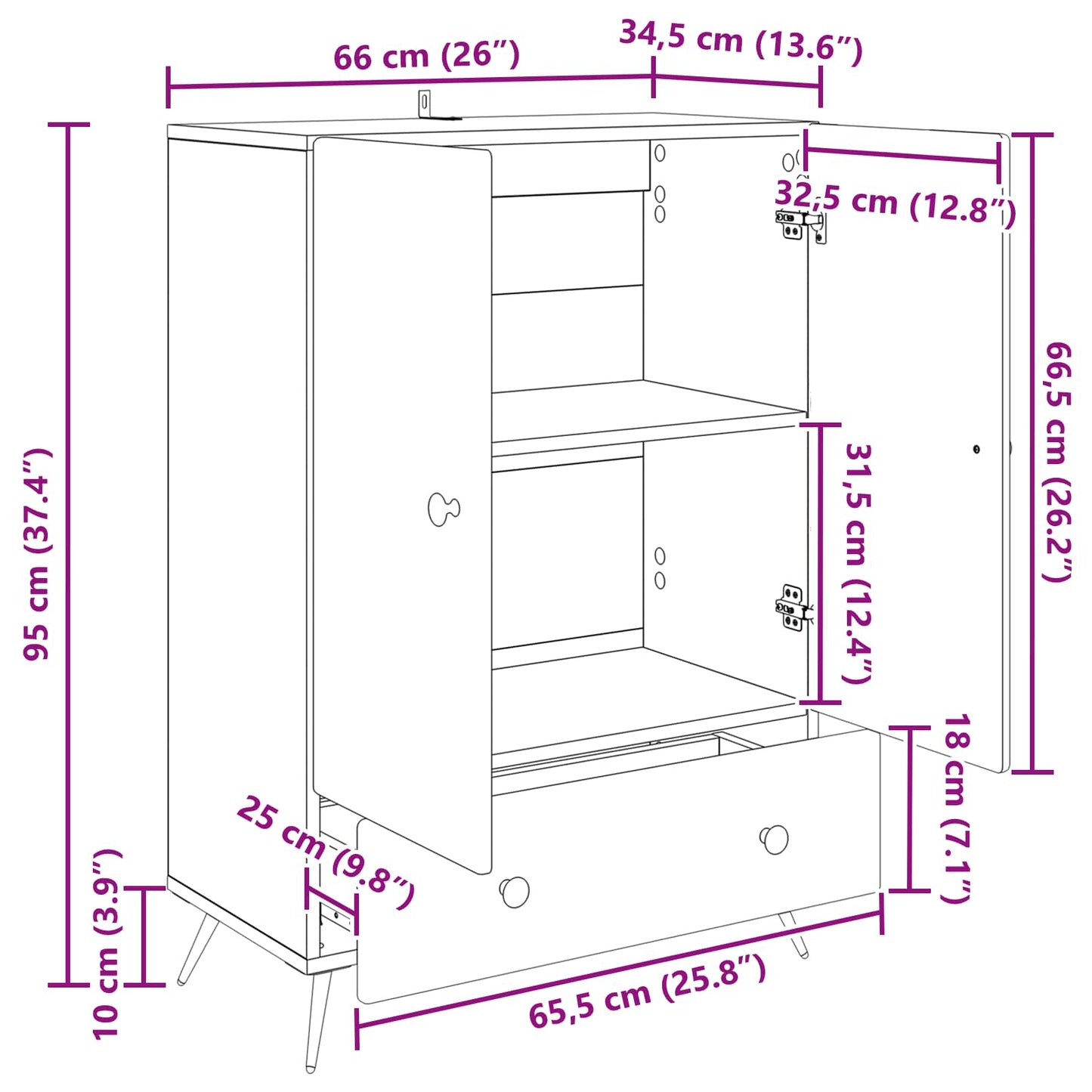 vidaXL Πλαϊνό γραφείο με συρτάρι Sonoma Δρυς 66 x 34,5 x 95 εκ.