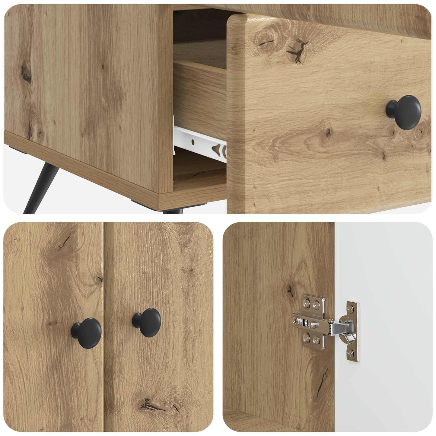 vidaXL Πλαϊνό γραφείο Artisan Δρυς 66 x 34,5 x 95 εκ.