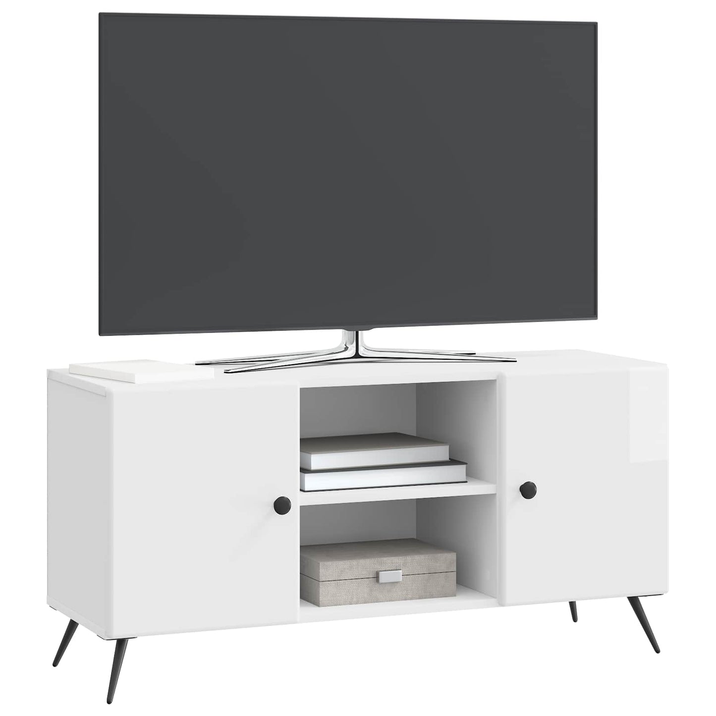 vidaXL Ντουλάπι TV Γυαλιστερό Λευκό 102 x 34,5 x 50 εκ.