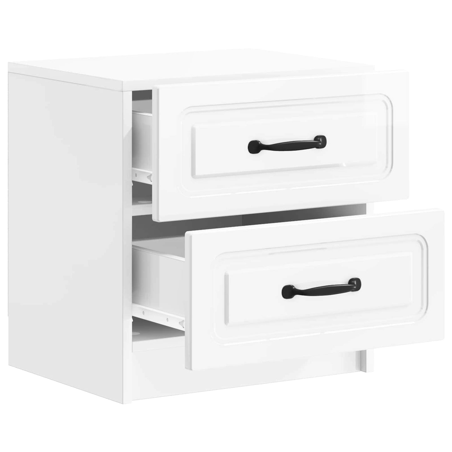 vidaXL Κομοδίνο με συρτάρι Γυαλιστερό Λευκό 43 x 34,5 x 44,5 εκ