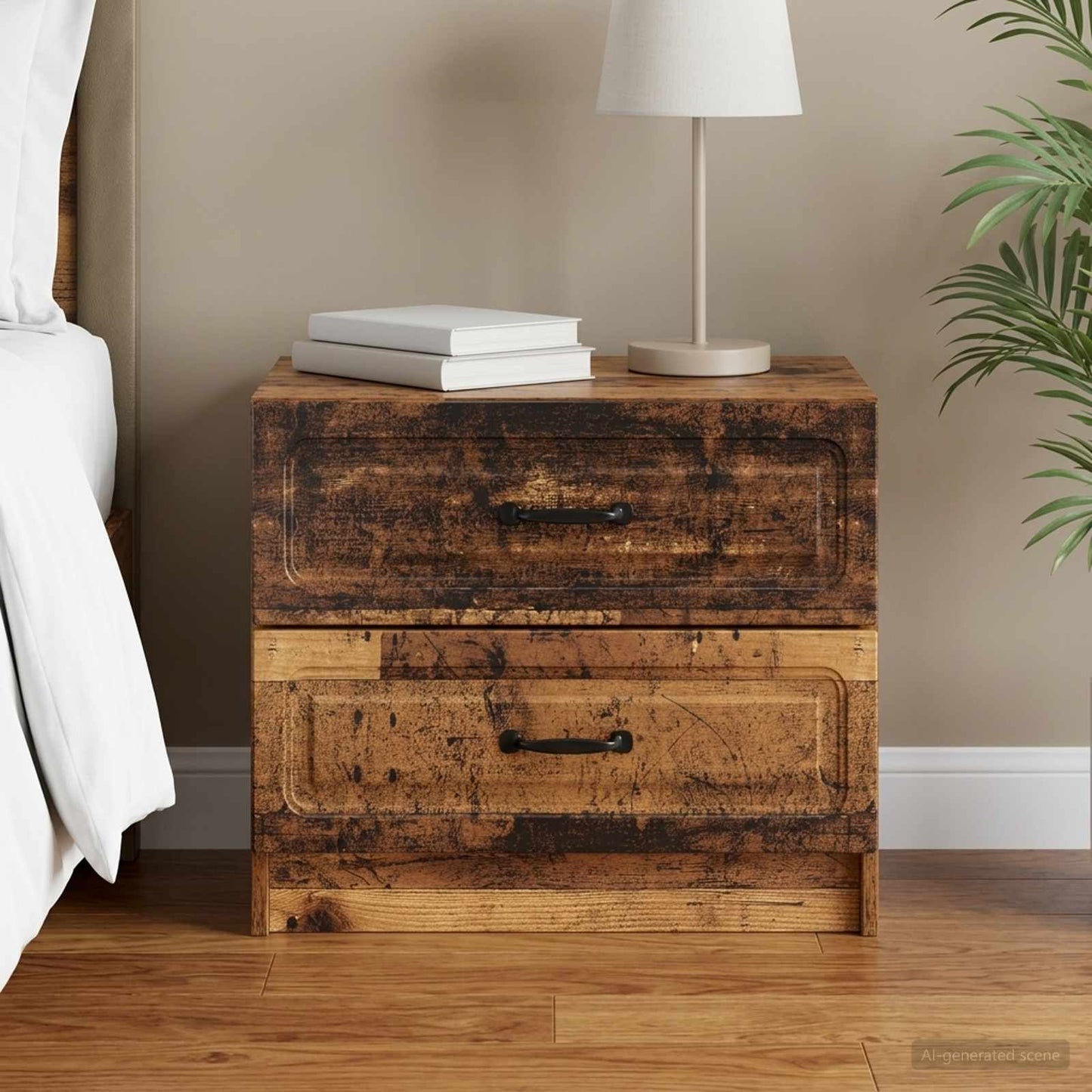 vidaXL Κομοδίνο Παλαιωμένο ξύλο 62 x 34,5 x 44,5 εκ Επεξεργασμένο Ξύλο