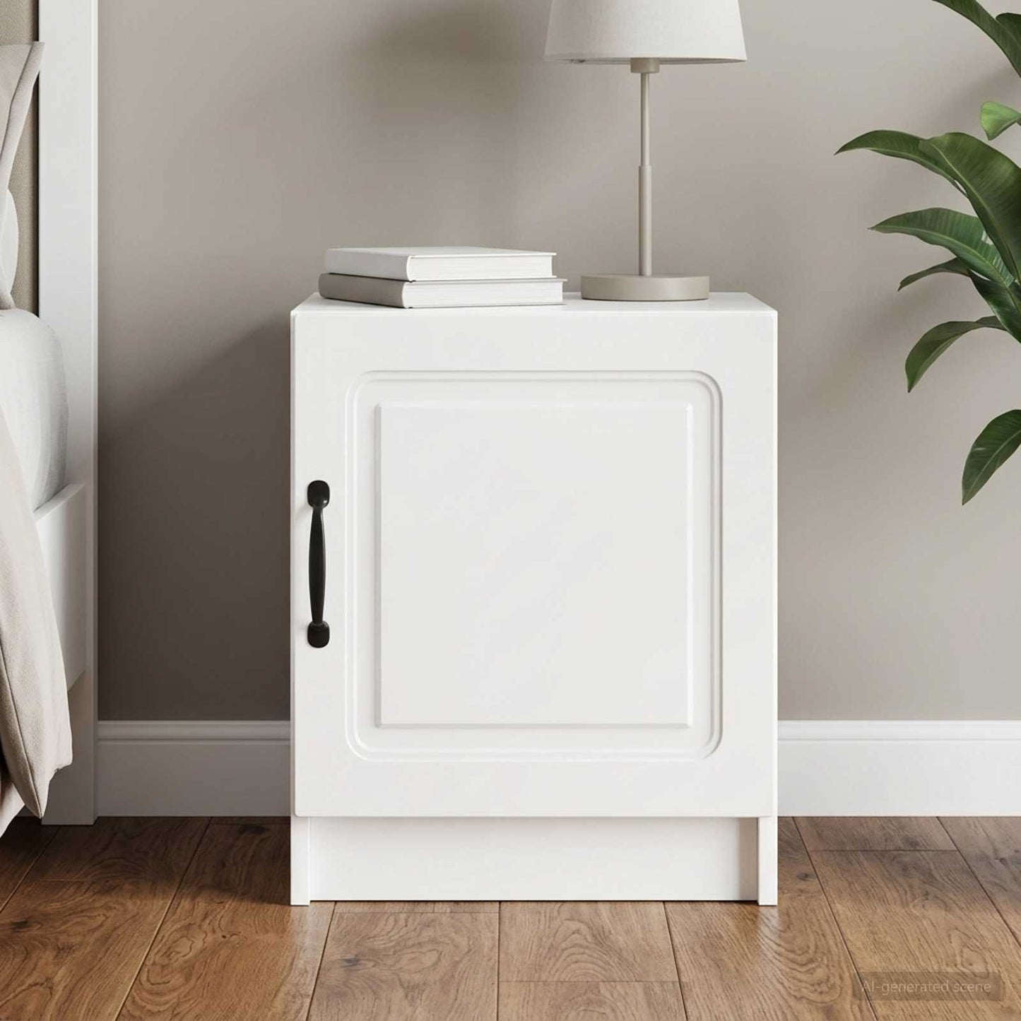 vidaXL Κομοδίνο Γυαλιστερό Λευκό 43 x 34,5 x 47 εκ. Επεξεργασμένο Ξύλο