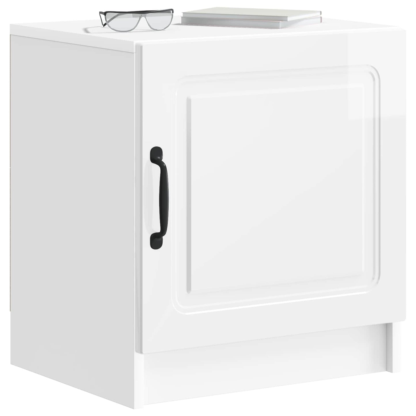 vidaXL Κομοδίνο Γυαλιστερό Λευκό 43 x 34,5 x 47 εκ. Επεξεργασμένο Ξύλο