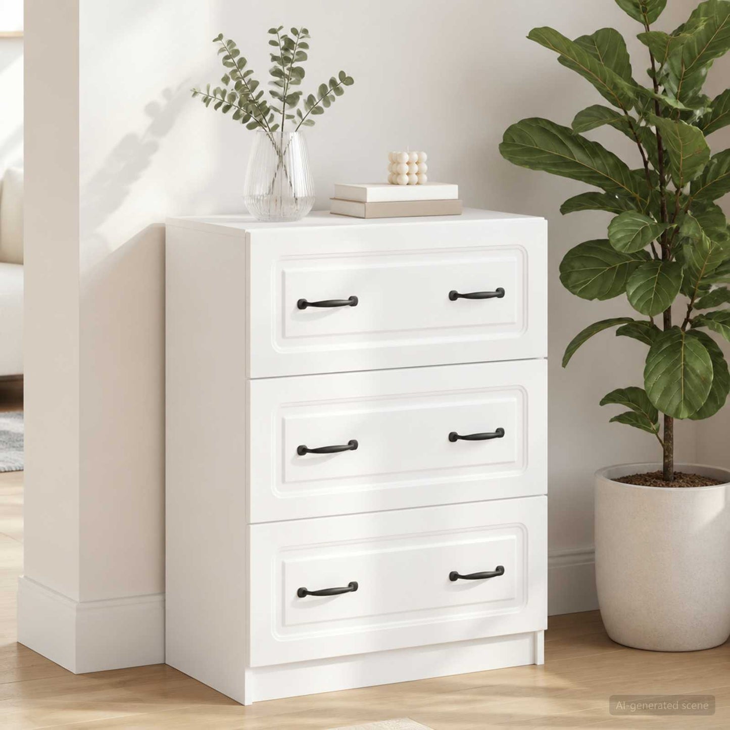 vidaXL Ντουλάπι με Συρτάρια Λευκό 66 x 34,5 x 87 εκ.