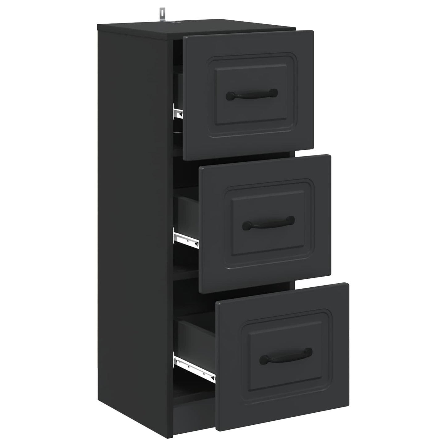 vidaXL Ντουλάπι με Συρτάρια Μαύρο 33 x 34,5 x 87 εκ.