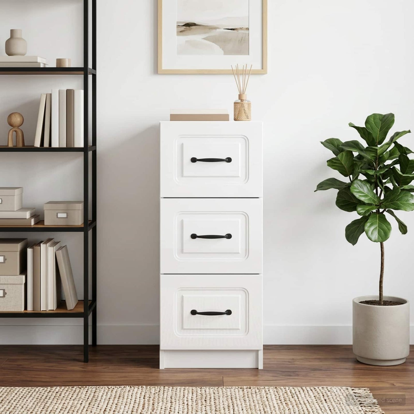 vidaXL Ντουλάπι με Συρτάρια Γυαλιστερό Λευκό 33 x 34,5 x 87 εκ.