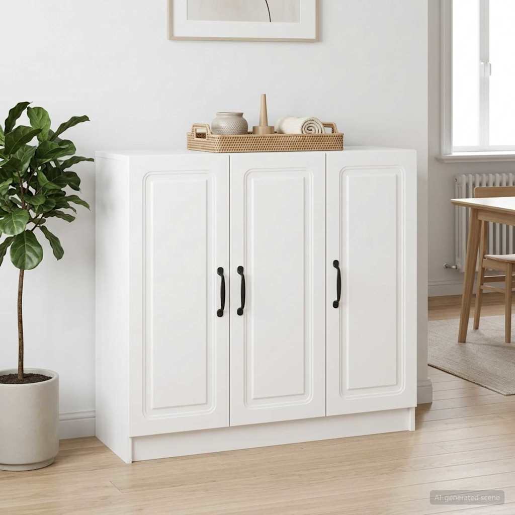 vidaXL Πλαϊνό γραφείο Γυαλιστερό Λευκό 89 x 34,5 x 77 εκ.
