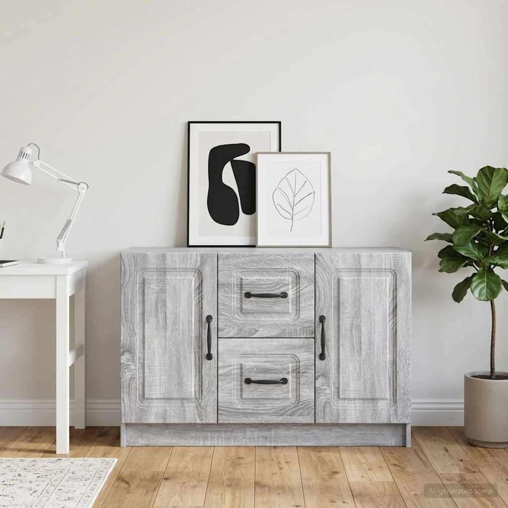 vidaXL Πλαϊνό γραφείο με συρτάρι Γκρι Sonoma 89 x 34,5 x 57 εκ.
