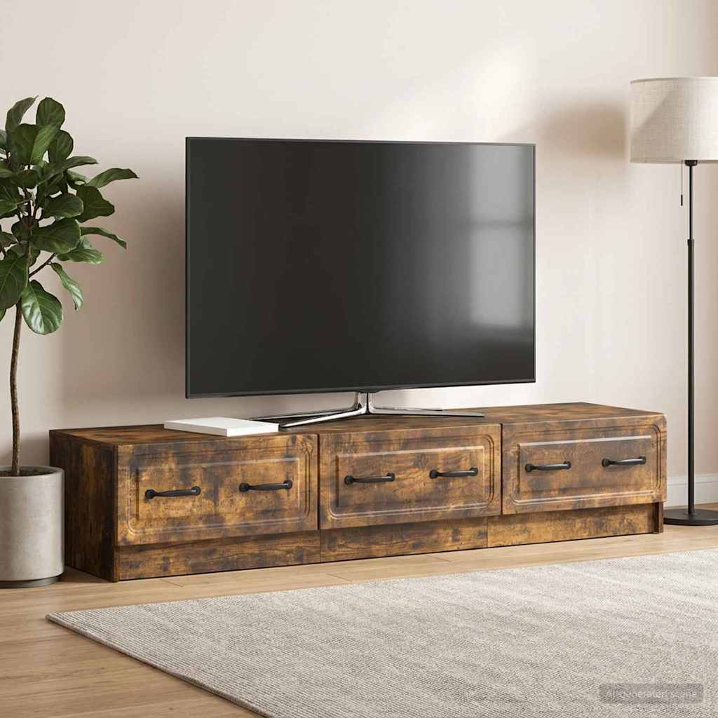 vidaXL Ντουλάπι TV με συρτάρι Καπνισμένο Ξύλο Δρυός 147 x 34,5 x 27 εκ
