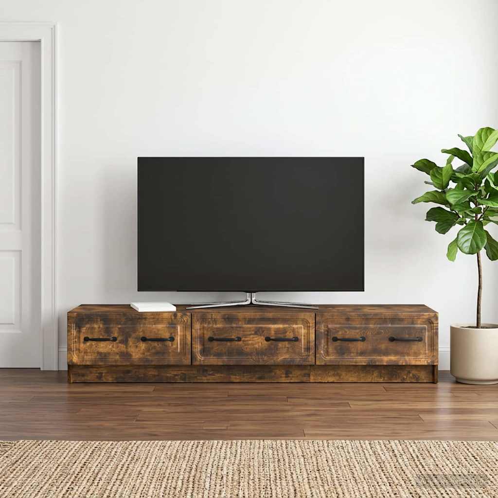vidaXL Ντουλάπι TV με συρτάρι Καπνισμένο Ξύλο Δρυός 147 x 34,5 x 27 εκ