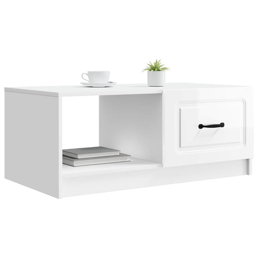 vidaXL Τραπεζάκι σαλονιού Γυαλιστερό Λευκό 90 x 50 x 37 εκ