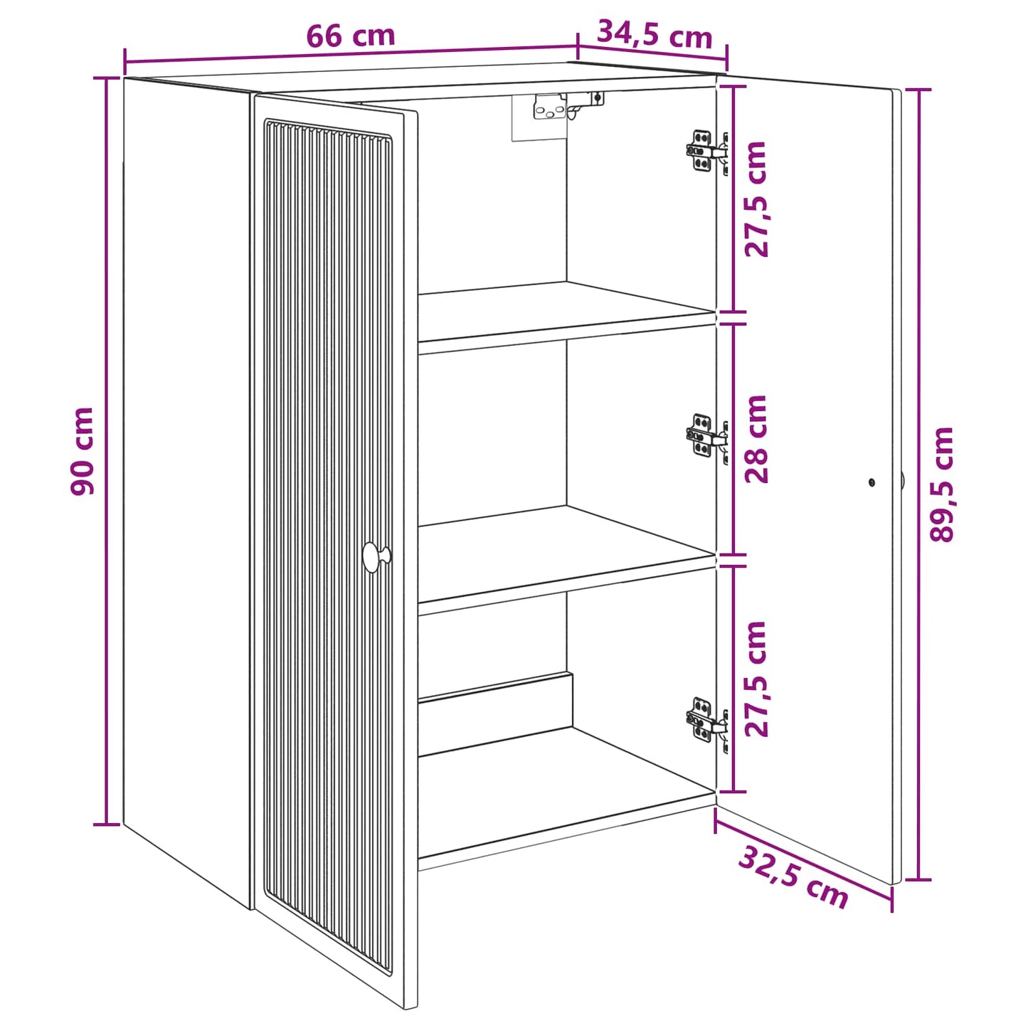 vidaXL Τοίχου Ντουλάπα Λευκό 66 x 34,5 x 90 εκ Επεξεργασμένο Ξύλο