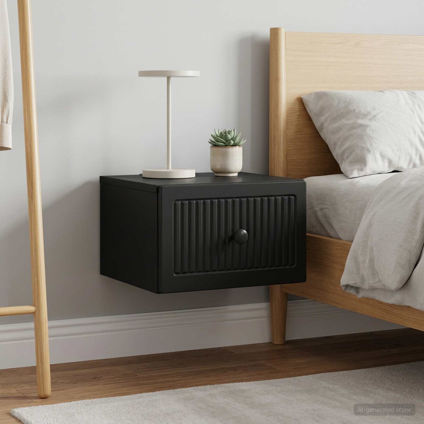 vidaXL Τοίχου Κρεμαστό Κομοδίνο 2 τμχ. Μαύρο 33 x 34,5 x 20 εκ