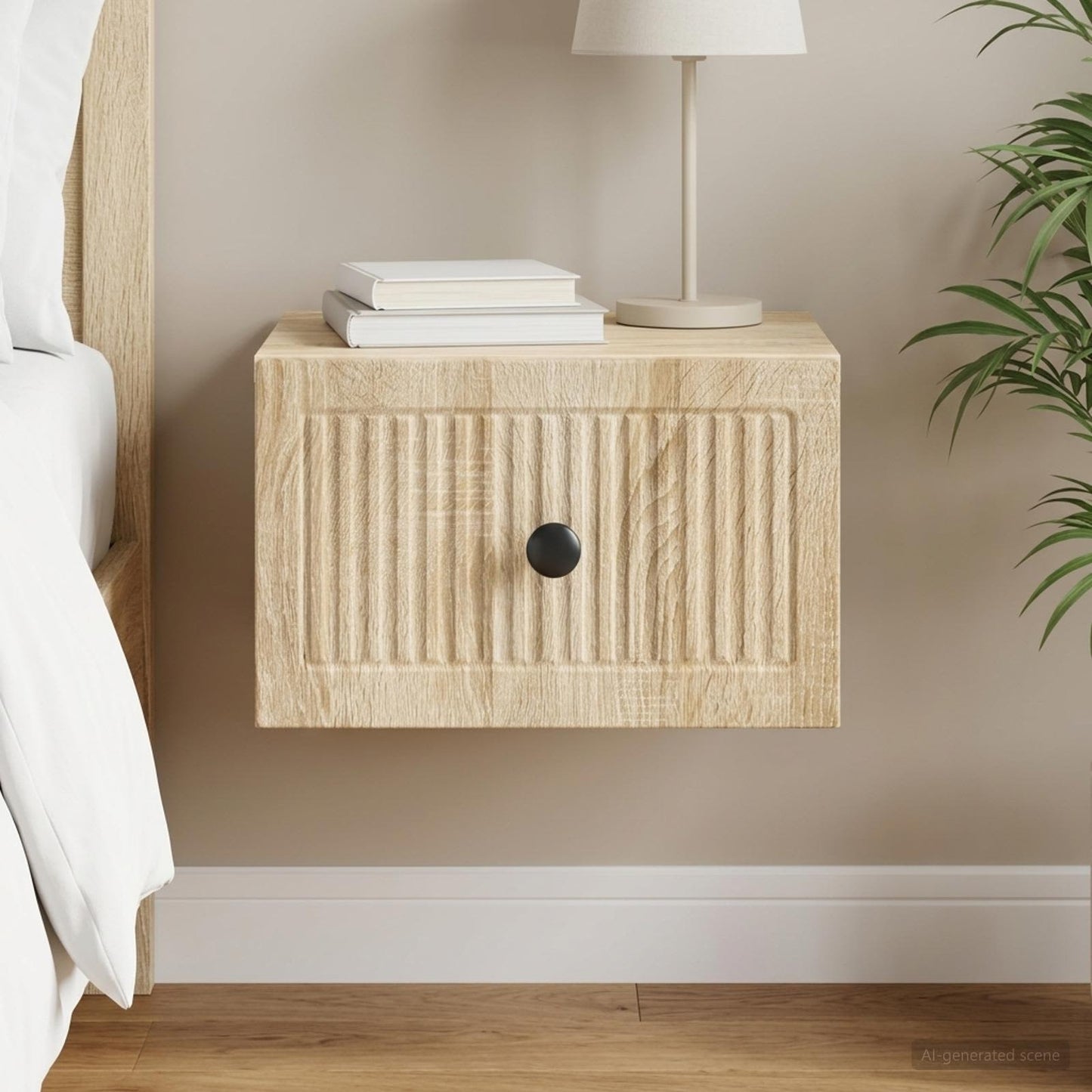 vidaXL Τοίχου Κρεμαστό Κομοδίνο Sonoma Δρυς 33 x 34,5 x 20 εκ