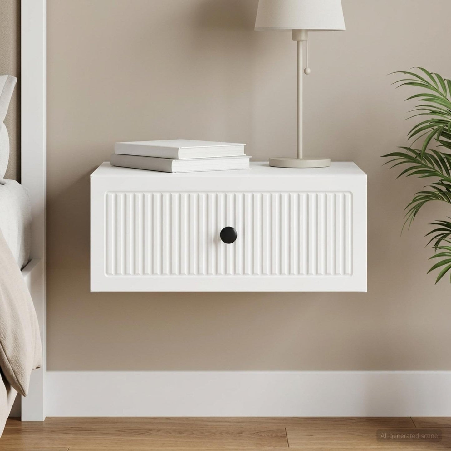 vidaXL Κομοδίνο με συρτάρι Λευκό 49 x 34,5 x 20 εκ. Επεξεργασμένο Ξύλο