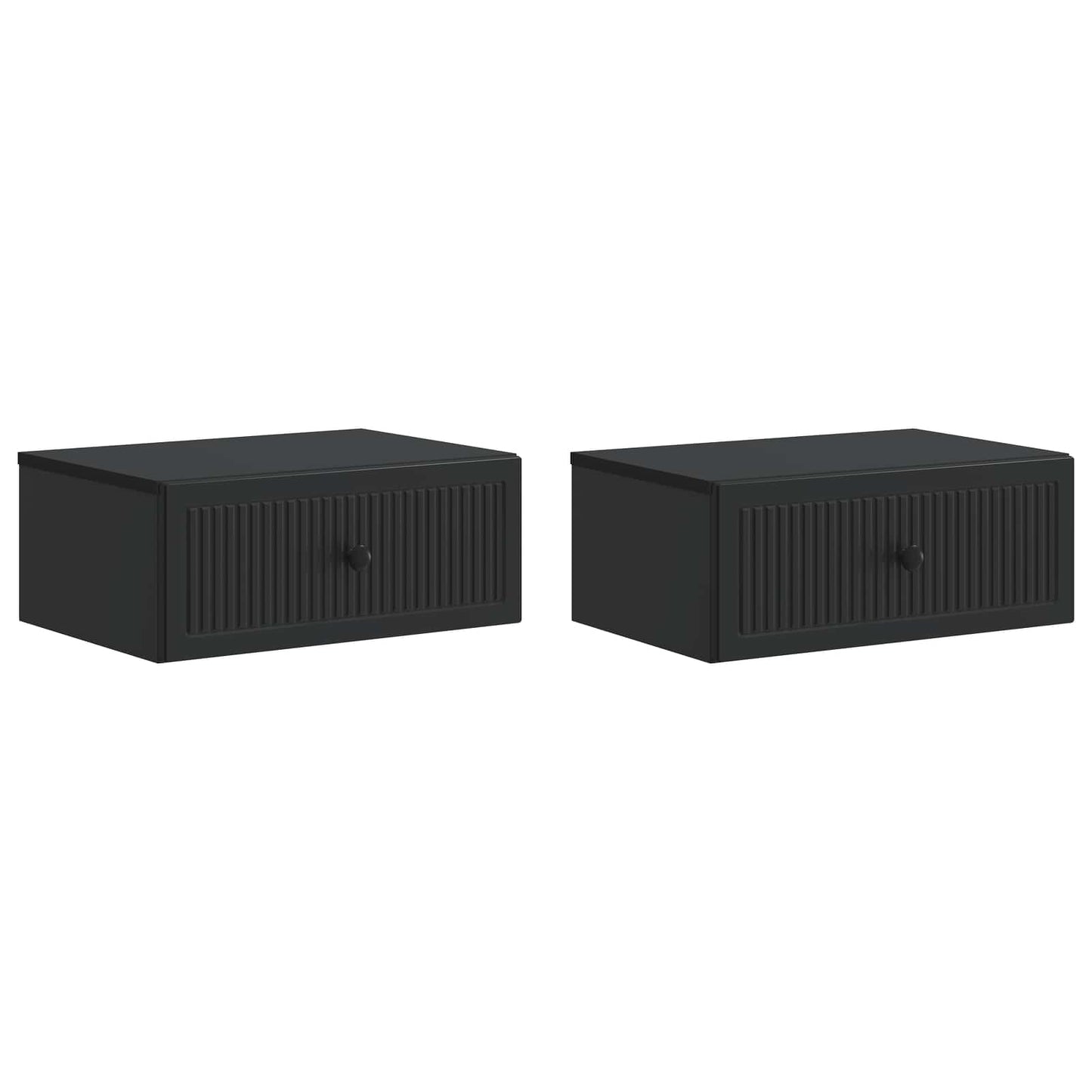vidaXL Κομοδίνο 2 τμχ. Μαύρο 49 x 34,5 x 20 εκ. Επεξεργασμένο Ξύλο