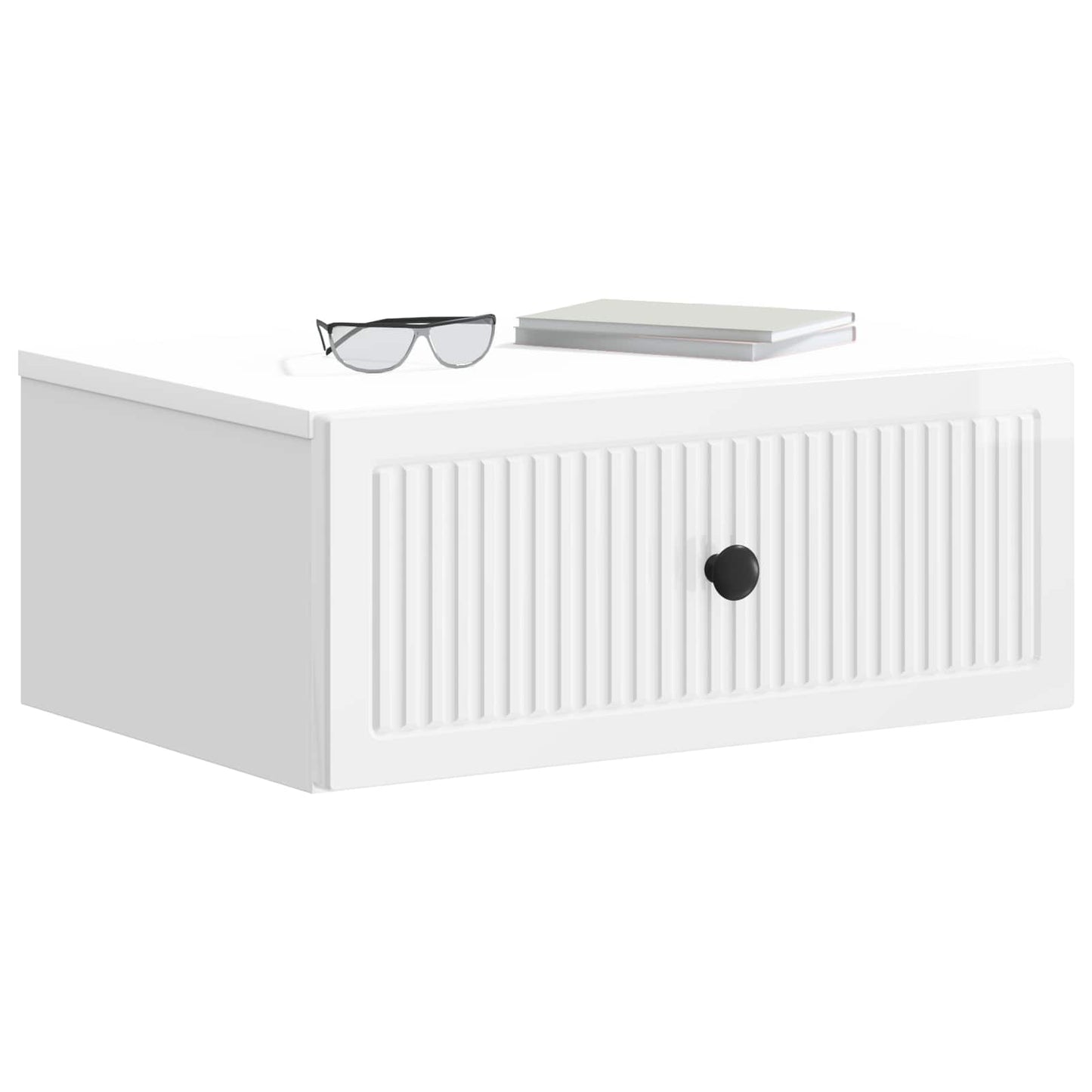 vidaXL Κομοδίνο Γυαλιστερό Λευκό 49 x 34,5 x 20 εκ. Επεξεργασμένο Ξύλο